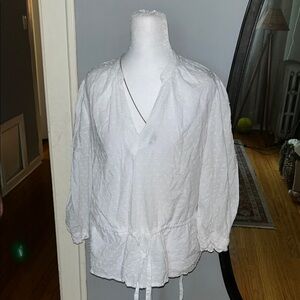 A New Day White Tie Front 3/4 Sleeve Blouse